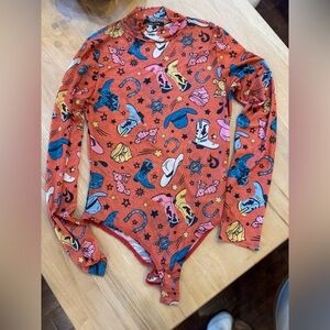 Colorful Sheer Western-Themed Bodysuit
